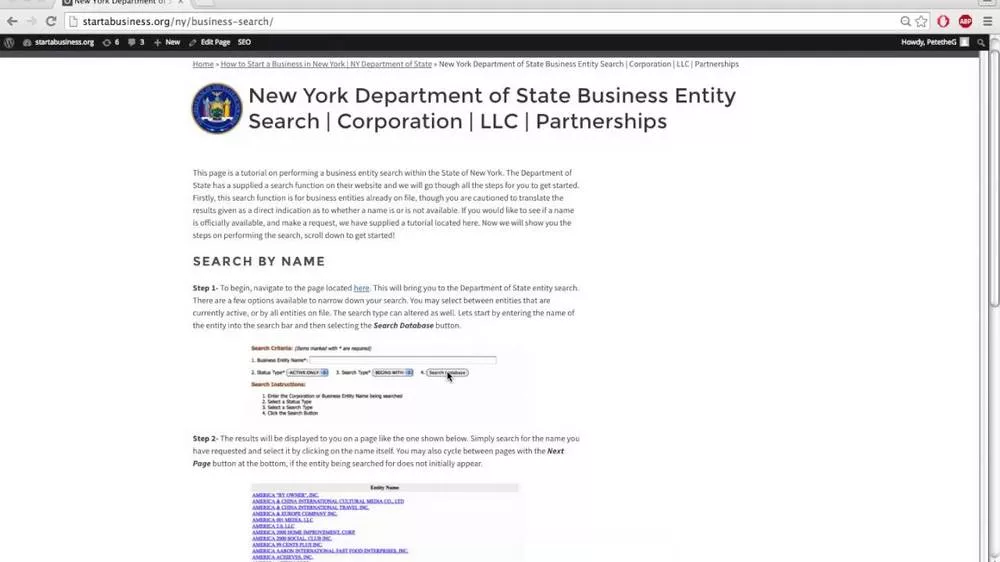 How To Use The New York Secretary Of State Corporations Search